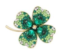 iplusmile Irish Four Leaf Clover Brooch Green Crystal Shamrock Lapel Pin Fashion Clothing Accessory Lucky Brooch for St Patrick’s Day Celebration