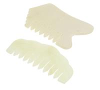 iplusmile Jade Gua Sha Comb Facial and Scalp Massage Tool 2pcs with Rounded and Smooth Edges Promote, Beige for Beauty and Relaxation for Face and Body Massage