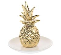 iplusmile Jewelry Tray Easy to Clean Multi-functional and Ceramic Elegant Pineapple-shaped in Golden Colour Decorative Dish Jewelry Storage for Desktop Adorn