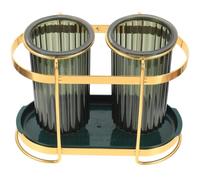 iplusmile Kitchen Chopsticks Drain Holder Rack for Utensils Carbon Steel | Double-grid Storage Basket, PET Insert with Draining Hole Design, Countertop Use, Housewarming Gift Choice