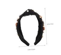 iplusmile Knotted Basketball Headband for Women with Rhinestone and Faux Pearl Embellishments Wide Volume Boosting Twist Hairband Stylish Sports Accessory for Game Day and Everyday Wear