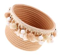 iplusmile Large Natural Cotton Rope Woven Storage Basket with Tassels for Bathroom Bedroom Living Organizing Small Toiletries Holder Home Decor Organizer
