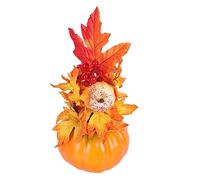 iplusmile Lifelike Orange Pumpkin Table Ornament with Maple Leaf Autumn Festival Decor for Halloween Thanksgiving Party Decorations