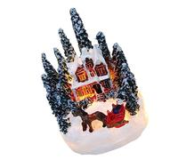 iplusmile Lighted Resin Christmas House Ornament Luminous Holiday Decor Night Light for Tabletop Party Garden Decoration