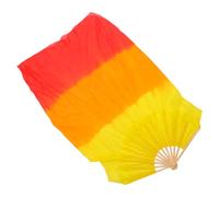 iplusmile Long Dance Fan 120cm Faux Silk Folding Fan for Chinese Dance | Wood Frame, Packable Lightweight Design, Bright Mixed Red Orange Yellow Gradient Flame Style