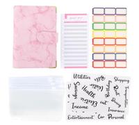 iplusmile Loose-leaf Budget Binder Pvc Material and Self-adhesive Stickers with Zipper Envelopes A6 Planner for Finance Organization for Office and School Expense Tracking