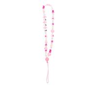 iplusmile Love Pattern Acrylic Beaded Phone Lanyard 4mm Imitation Pearl Pink round Beads 2pcs Mobile Phone Hanging Wrist Straps for Cellphone Decoration