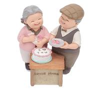 iplusmile Loving Elderly Couple Resin Statue Romantic Grandparents Figurine for Wedding Anniversary Home Desktop Decor Memorial Day Ornament Elderly Couple Making Cake Sculpture