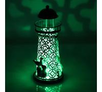 iplusmile Mediterranean Candleholder Lighthouse Decor Iron and Plastic Blue Gift Ornament for Office Store Desktop Nautical Spaces