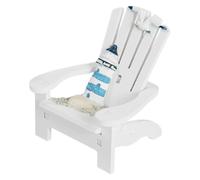 iplusmile Mediterranean White Mini Beach Chair Model, Small Wooden Miniature Deck Chair Ornament for Dollhouse Decoration, Ocean-themed Micro Landscape Prop and Games
