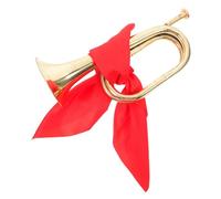 iplusmile Metal Bugle Trumpet for Beginners Band Instrument for Stage Performance and Orchestra Classic Marching Bugle with Red Scarf Horn for School and Parade Use