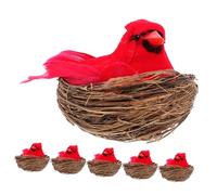 iplusmile Mini Artificial Cardinal Birds with Nests Simulation Red Bird Ornaments for Christmas Tree Wreath Home and Decoration Realistic Holiday Craft Accents