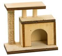 iplusmile Mini Cat Tree Realistic Cat Scratcher Lightweight Micro Landscape Mini House with Wooden Fabric Double Bed for Pet Play and Desktop Decoration