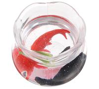 iplusmile Miniature Fish Tank Dollhouse Accessory with Crimson and Ebony Fish Figurines, Small Aquarium Decor for Miniature Scenes and Dollhouse Display