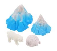 iplusmile Miniature Igloo Model Set Polar Bear Figurines Realistic Snow House Decor for Kids Arctic Animal Toys for Boys and Girls for Cake Toppers or Micro Landscape Decoration