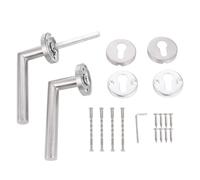 iplusmile Modern Round Passage Door Lever Handle Set 2 Pcs in Stainless Steel with Fire Door Split Lock for Indoor Home Use