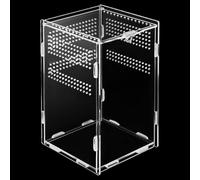 iplusmile Modular Acrylic Reptile Terrarium Box 12x12x20 Cm, Enclosure for Spiders, Geckos, Stick Insects and Small Lizards, Habitat Feeding and Breeding Tank for Pets