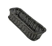 iplusmile Multi Functional Rectangular Woven Plate Basket Grey Imitation Rattan Storage for Kitchen Dining Bread Fruit Snack Organizer