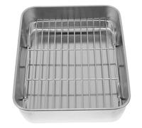 iplusmile Multi Purpose Stainless Steel Kitchen Baking Tray with Deep Pan and Wire Rack Oven and BBQ Cooking for Roasting Steaming Cooling Easy Clean Surface