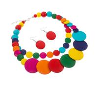 iplusmile Multilayered Bohemian Wood Bead Necklace Long Hip Hop Jewelry for Women Men Artistic Ethnic Style Colorful Wooden Beaded Sweater Chain Accessory