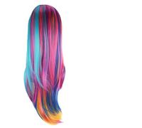 iplusmile Natural Hairline Long Straight Wig Multi-color Gradient Synthetic High Temperature Silk Hairpiece for Daily Life and Shooting