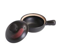 iplusmile Old Fashioned Clay Casserole Pot for Gas Stove Small Black Red Patterned Pottery Clay Cooking Pot with Flat Bottom for Stewing Soup Porridge and Rice for Home and Family Gatherings