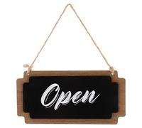 iplusmile Open Closed Sign with Rope Hanging Board Double Sided for Business Wooden Seamless Switching and Smooth Surface, Black Wood Material, for Retail Doors and Shop Displays