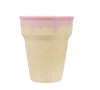 iplusmile Pink Ceramic Cone Shaped Mug with Comfortable Grip, Reusable Ice Cream Cup for Holiday Party or Kitchen Use, Creative and Novelty Design for Summer and Winter