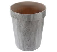 iplusmile Plastic Garbage Can with Wood Effect and Pressure Ring Design, Compact Tabletop Trash Container for Home and Office Use Next to Your Vanity Or Kitchen, Sturdy Wastebin without Lid