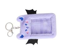 iplusmile Plush Devil Wings Keychain Card Holder Purple Visible Id Card Sleeve Student Badge Protector with Clip for School and Travel