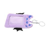 iplusmile Plush Devil Wings Photocard Holder Keychain Cute Purple Bat Card Sleeve Soft Id Badge Protector for Students Kpop Fans School Use