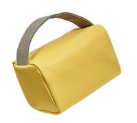 iplusmile Portable Cosmetic Organizer Bag Yellow with Sturdy Zipper Closure and PVC Material Handled Toiletry Bag with Large Capacity and Unique Creative Splicing Pattern for Traveling