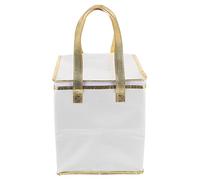 iplusmile Portable Insulated Cake Storage Bag Handheld Thermal Food Carrier for Fresh Desserts Pastries and More for Baking Picnics and Events White with Gold Trim