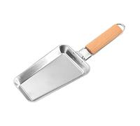 iplusmile Portable Stainless Steel Barbecue Grill Pan with Wooden Handle Multi Functional Outdoor Grilling Tray for Camping Roasting and Cheese Cooking Small Meat Grill Plate