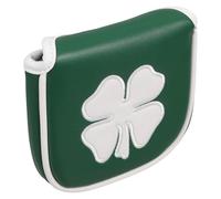 iplusmile Pu Leather Golf Putter Head Cover Square Shape with Light Green Four-leaf Clover Golf Club Protector for Blade and Mallet Putters for Outdoor Play
