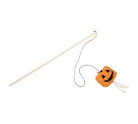 iplusmile Pumpkin Cat Teasing Stick Halloween Cat Teaser with Bell Wood Stick and Plush Cloth Orange and Kittens Home Use