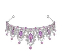 iplusmile Purple Baroque Birthday Crown for Women Adorned with Rhinestones and Sparkling Elements Zinc Alloy Tiara Headpiece for Quinceañeras and Birthday Parties Elegant Crystal Tiara