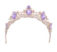 iplusmile Purple Rhinestone Baroque Tiara Crown for Women with Water-drop Detailing and Lasting Comfort, Elegant Bridal Hair Accessory for Weddings, Parties, and Retro Photo Shoots