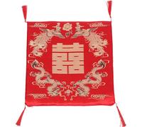 iplusmile Red Square Seat Cushion Chinese Dragon Phoenix Pattern Chair Pad Cotton Polyester Kneeling Mat for Wedding Tea Ceremony Dining Room Office 42x42cm