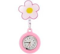 iplusmile Retractable Nurse Watch for Nurses Doctors, Portable Lapel Watch Clip-on Hanging Nurse Watches Cute Silicone Cover, Pink (flower), 10x4cm, Modern