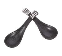 iplusmile Retro Ceramic Soup Spoon Set 2pcs - 5.5"" Porcelain Ramen Spoons, Stain-Resistant & Smooth for Easy Cleaning - Vintage Black Tableware for Ramen, Pho, Noodles, Home Dining