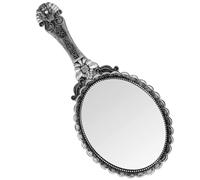 iplusmile Retro Handheld Cosmetic Mirror with Carved Floral Pattern | Smooth High-definition Glass, ABS Handle, Oval Shape, One-hand Use, Portable Accessory for Makeup Enthusiasts and Vanity