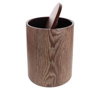 iplusmile Retro Wood Grain Garbage Pail with Swing Lid, Medium Large Capacity Kitchen Waste Basket for Office, Bedroom and Living Room, Vintage Style Wastepaper Bin in Walnut Color