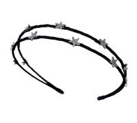 iplusmile Rhinestone Star Headband Black Alloy Hair Band Lightweight Portable for Women Birthday Dancing Party Picnic Decoration