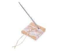 iplusmile Romantic Linen Wedding Signature Pen with Holder Multi Function Lightweight Writing Pen for Bridal Party Banquet and Guest Book Signing Ergonomic Design and Elegant Desktop