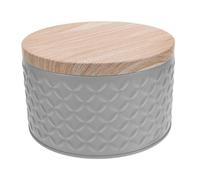 iplusmile Round Metal Cookie Tin with Lid Grey Baking Cake Storage Box for Cookies Biscuits Candies Chocolates Safe Candy Container for Birthday Parties Holidays and Gift Packaging