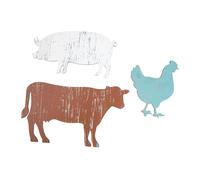 iplusmile Rustic Farmhouse Wooden Animal Wall Signs with Cow Pig Chicken Shapes for Country Kitchen Bedroom Porch Decor Vintage Hanging Art