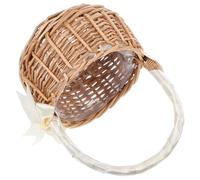 iplusmile Rustic Handmade Willow Wedding Flower Girl Basket with Handle and Ribbon Bow for Holding Presents and Room Decoration, Charming Wicker Basket for Outdoor Weddings
