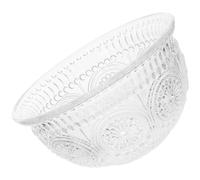 iplusmile Serving Bowl Decorative Embossed Multi-Function Retro Dessert Glass Food Storage Container for Parties and Family Gatherings