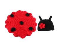 iplusmile Seven-spot Insect Photography Prop Set for Newborns, Crochet Knitted Seven-spot Bug Costume Hat and Pants, Newborn Photo Shoot Outfit for Boys and